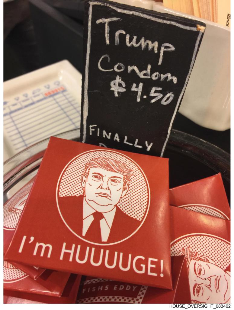 A condom with a picture of President Donald Trump on the packaging. 